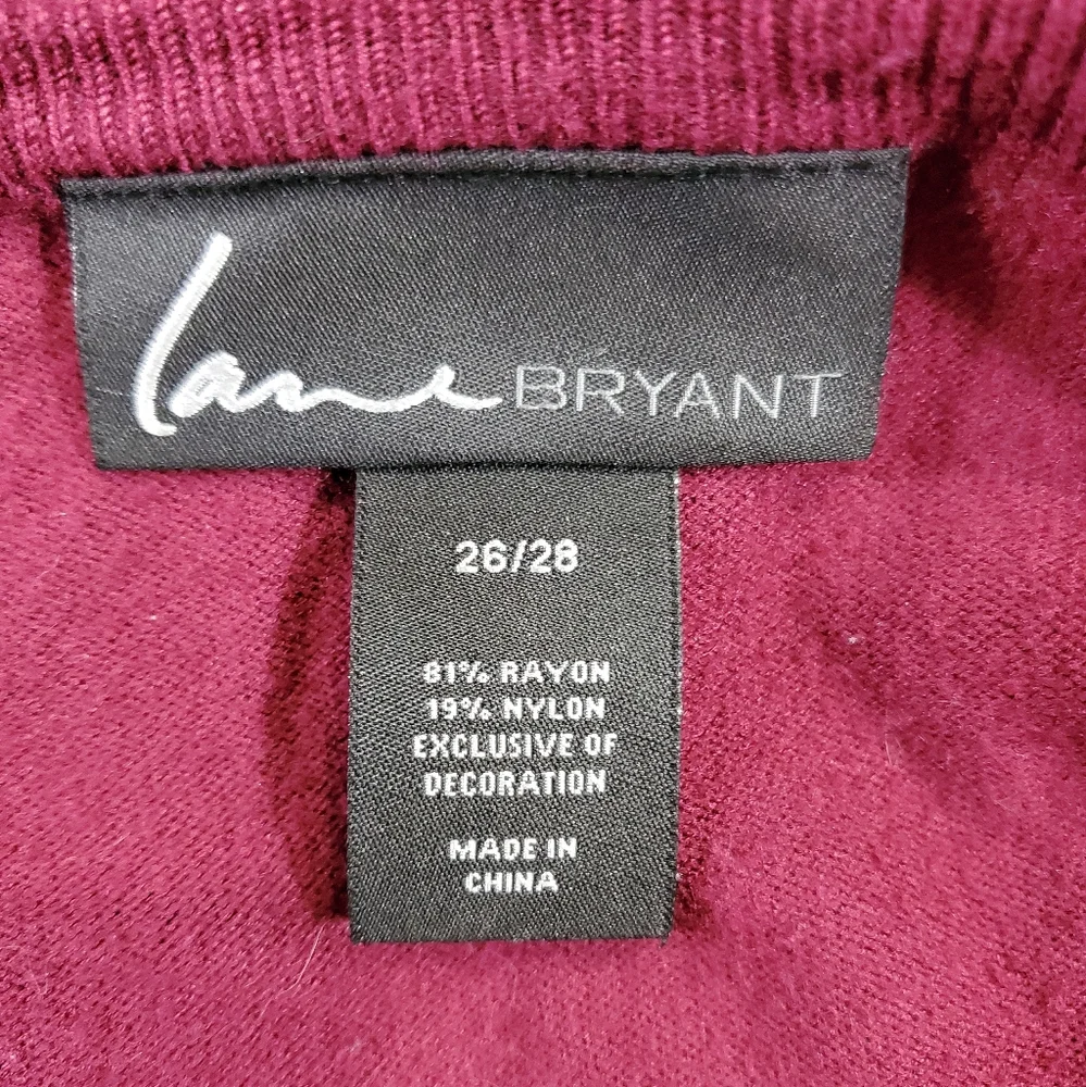 Lane Bryant Black Lace Trim V Neck 3/4 Sleeves Sweater Women's Sz 26/28 Pre-Own - Picture 9 of 11